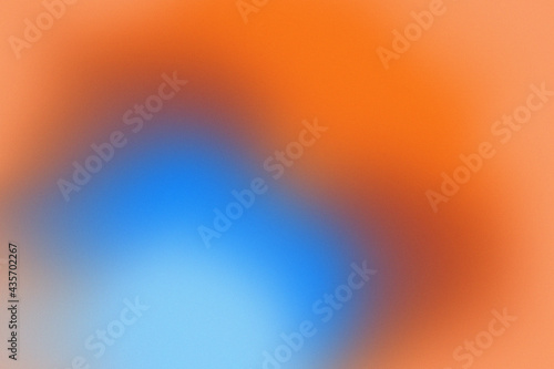 Blue, orange terracotta earthy natural colors halo overlay. Neutral Grainy Gradient Background.