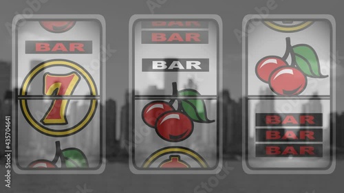 Animation of casino fruit machine spinning fast