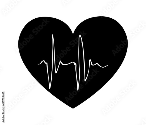 Biorhythms of the human heart in the form of a cardiogram. ECG line. Heart signals.