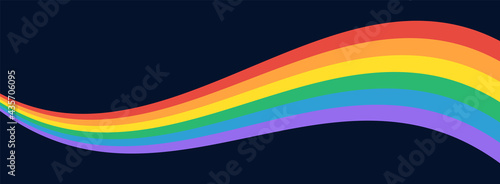 LGBT Pride Flag Wave Background. LGBTQ Gay Pride Rainbow Flag Illustration Isolated on Dark Background. Vector Banner Template for Pride Month 
