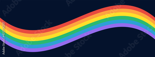 LGBTQ Gay Pride Flag Background. LGBT Pride Flag Rainbow Wave on Dark Background. Vector Banner Background for Pride Month 
