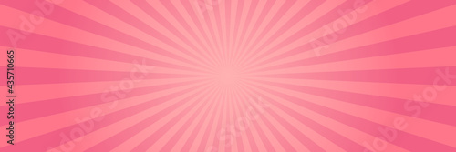 Vector background in comic book style with sunburst and gradient. Retro pop art design. Long horizontal banner.