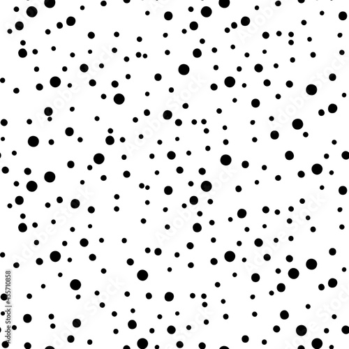 Black and white seamless  confetti background. Hand drawn pattern with  dotted design. Vector abstract  dot wallpaper.