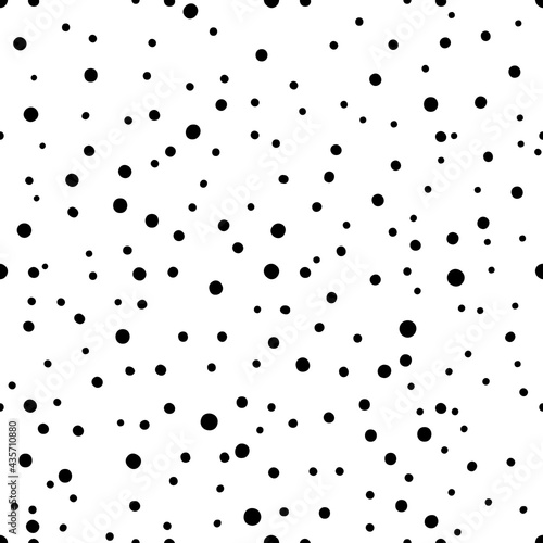 Black and white seamless confetti background. Hand drawn pattern with dotted design. Vector abstract dot wallpaper.