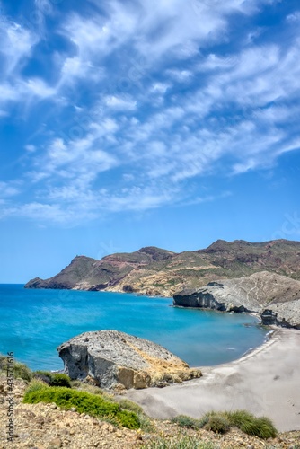 Cabo de Gata Natural Park, Nijar, Almeria province, city of Spain. Monsul beach.
