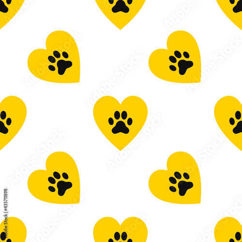 Hearts and paw print animal. Vector © yucatana