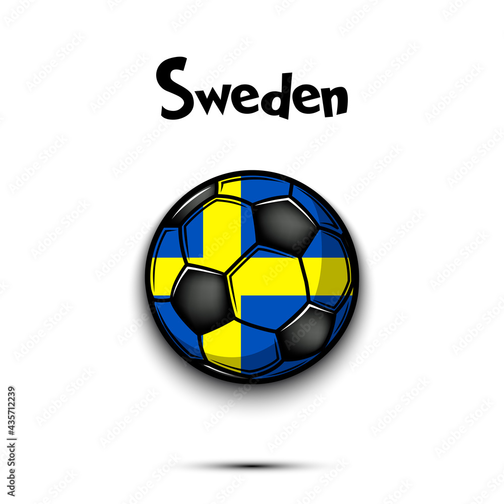 Soccer ball with Sweden national flag colors