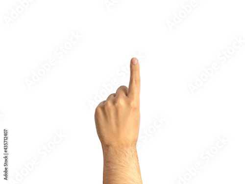 Pointing finger back hand isolated on white background