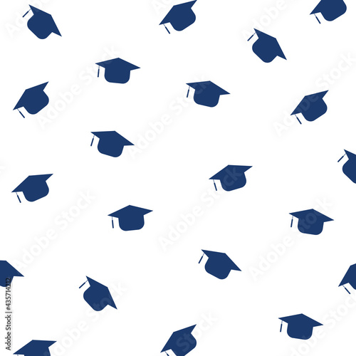 Graduation cap background. Graduation cap icon seamless pattern, texture, wallpaper