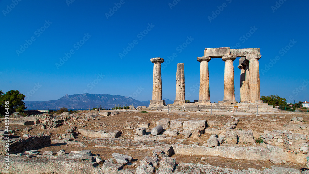 The ruins of the ancient city of Corinth in Greece. 
