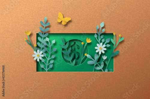 Sustainable economy green papercut nature concept