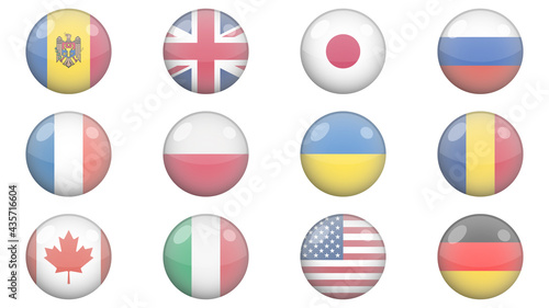 Set of flags of different countries made in icon design