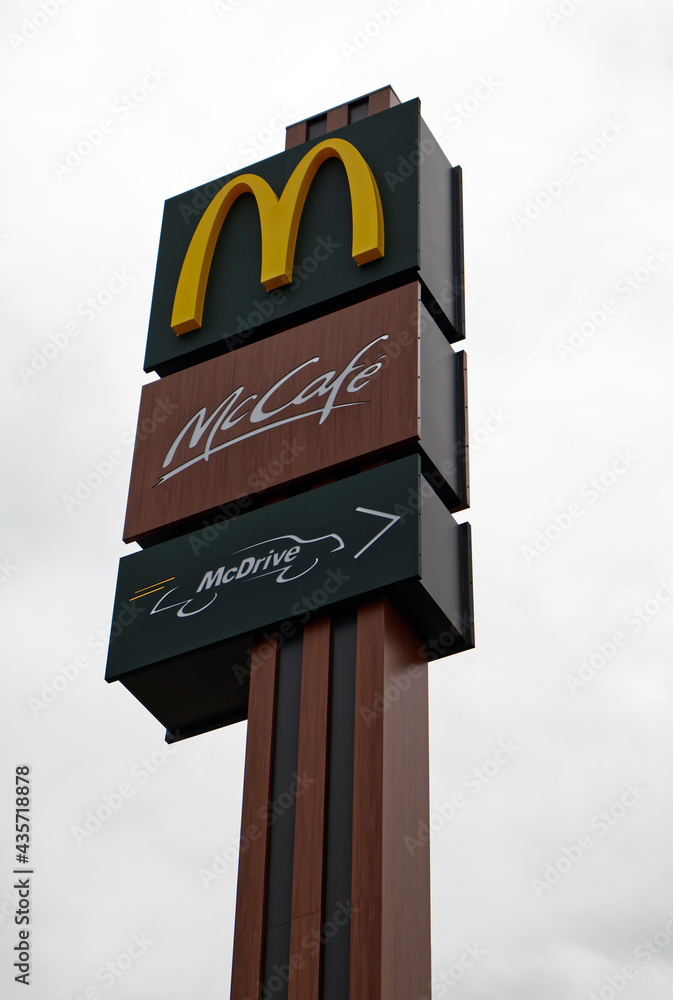 Casalecchio Bologna, Italy May 8, 2021 McDonald's logo on a pole