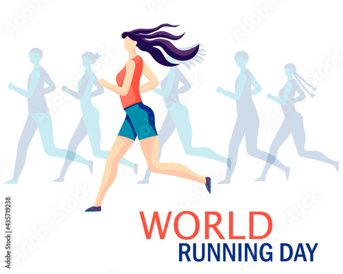 Vector design for World Running Day 2 June. A holiday designed to attract people to jogging - as one of the simplest and most affordable sports that contribute to maintaining a healthy lifestyle.