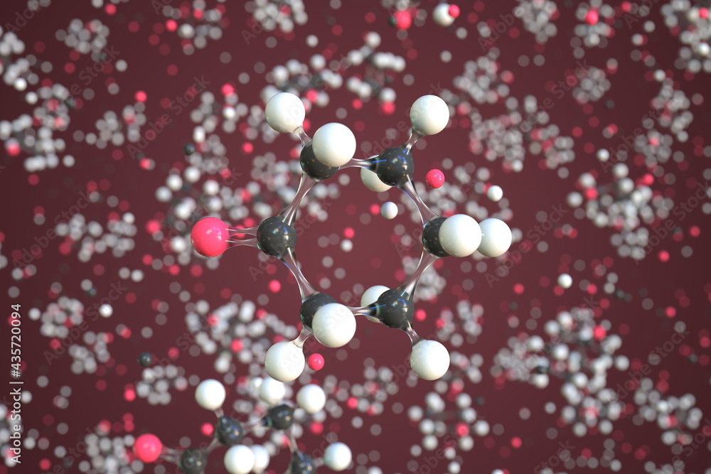 Cyclohexanone molecule made with balls, scientific molecular model. Chemical 3d rendering Cyclohexanone molecule made with balls, scientific molecular model. Chemical 3d rendering