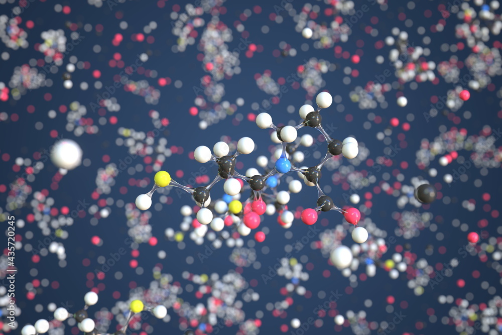 Captopril molecule, conceptual molecular model. Scientific 3d rendering Captopril molecule, conceptual molecular model. Scientific 3d rendering
