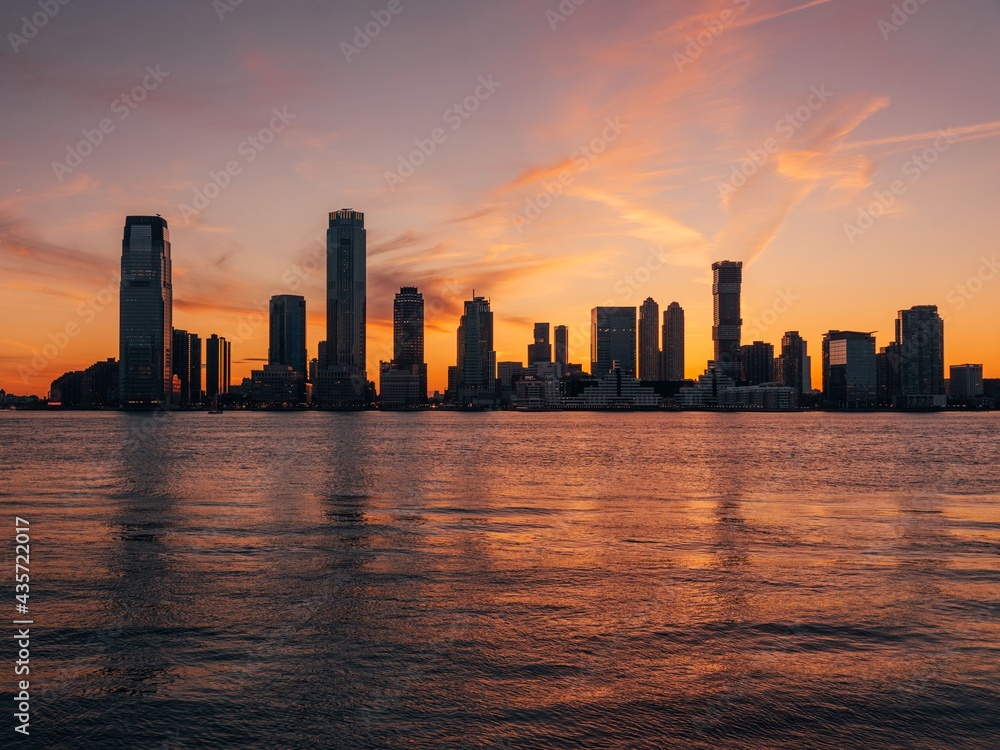 Sunset over Jersey City and the Hudson River, from Lower Manhattan, New York City