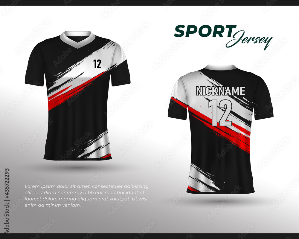 Sports racing jersey design. Front back t-shirt design. Templates for uniforms. design for football, cycling, gaming jersey. Vector. vector de Stock | Adobe Stock
