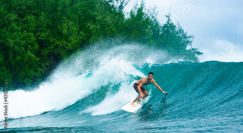 Canvas Print Man Surfing Tropical Wave