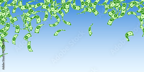 American dollar notes falling. Floating USD bills
