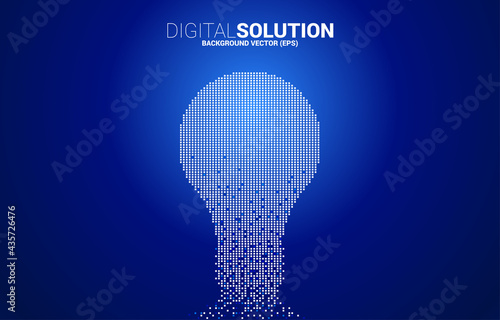 Vector light bulb from pixel square. Concept of business plan and creative idea.