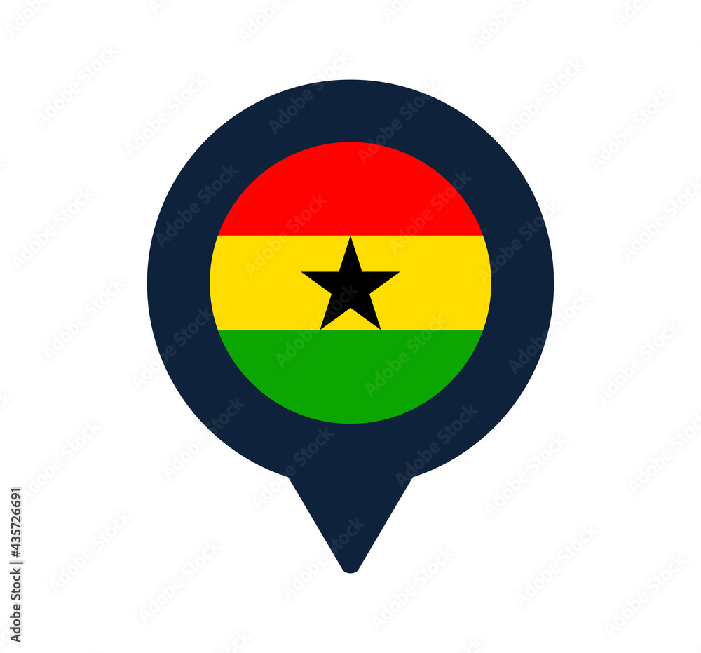 ghana flag and map pointer icon. National flag location icon vector design, gps locator pin. vector illustration ghana flag and map pointer icon. National flag location icon vector design, gps locator pin. vector illustration