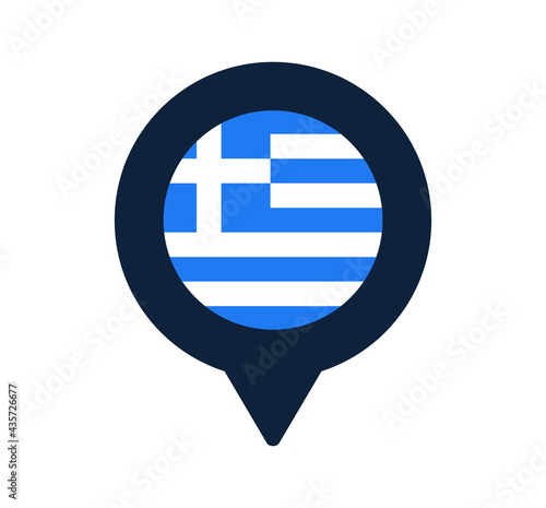 greece flag and map pointer icon. National flag location icon vector design, gps locator pin. vector illustration