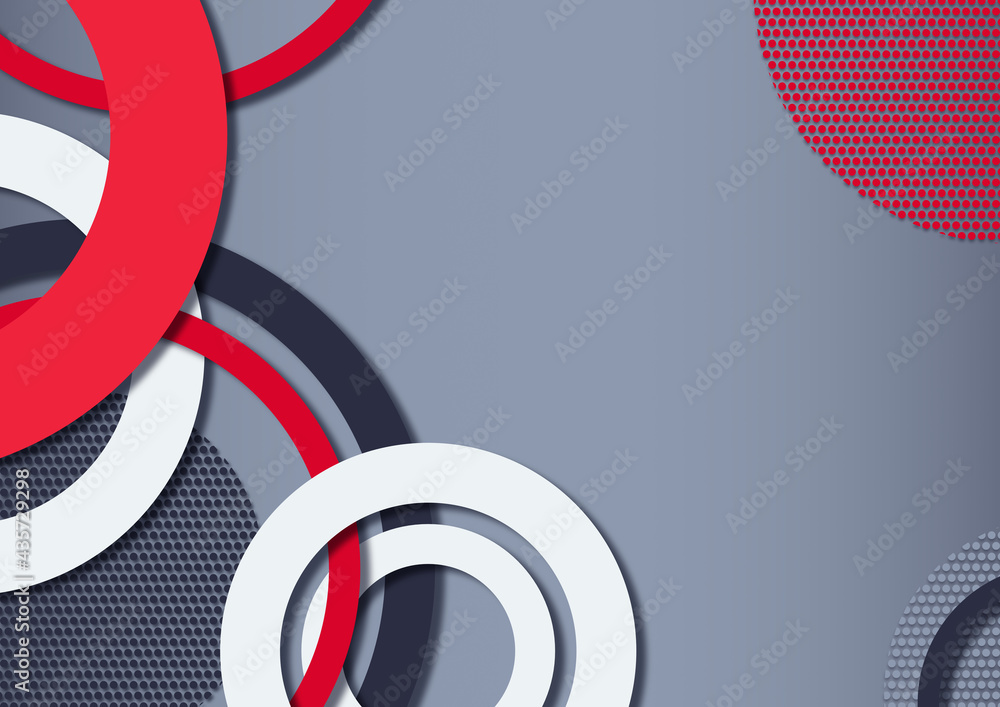Fototapeta premium Abstrakcyjne kolorowe tło - geometryczne kształty z kropkami i elipsami. Szablon z miejscem na Twój tekst, prezentację, ilustracja dla social media story, internetowe projekty, aplikacje mobilne.