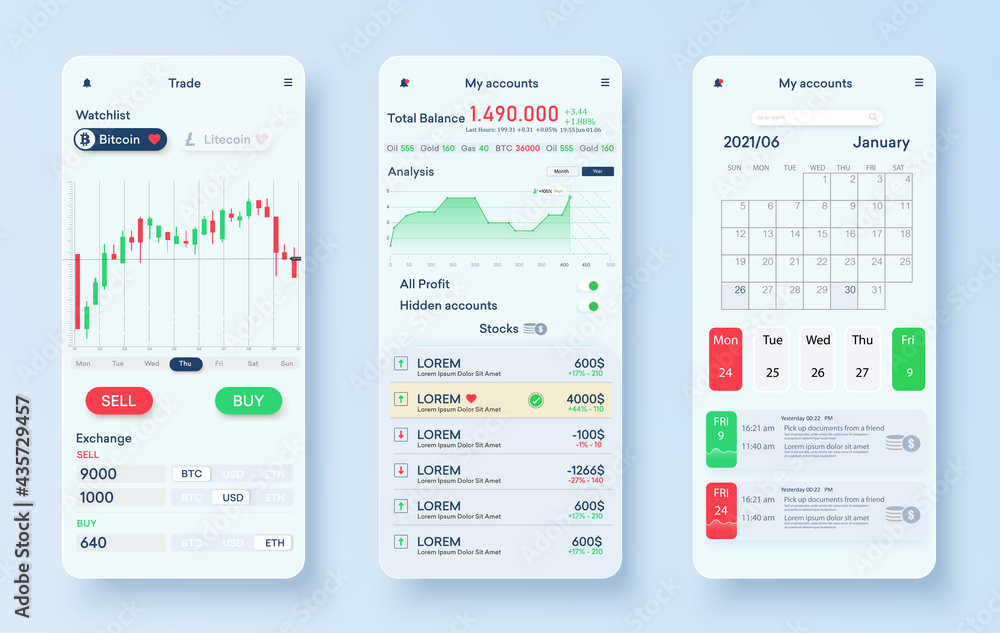 Trading candlestick chart vector illustration. Stock exchange market Candlestick Chart Ui