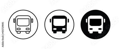 Bus icon set. Transport icons button, vector, sign, symbol, logo, illustration, editable stroke, flat design style isolated on white linear pictogram