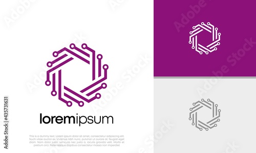 Abstract artificial intelligence logo. Innovative high tech logo template. Smart computer. machine learning. Cognitive logo. Technology Logo.
