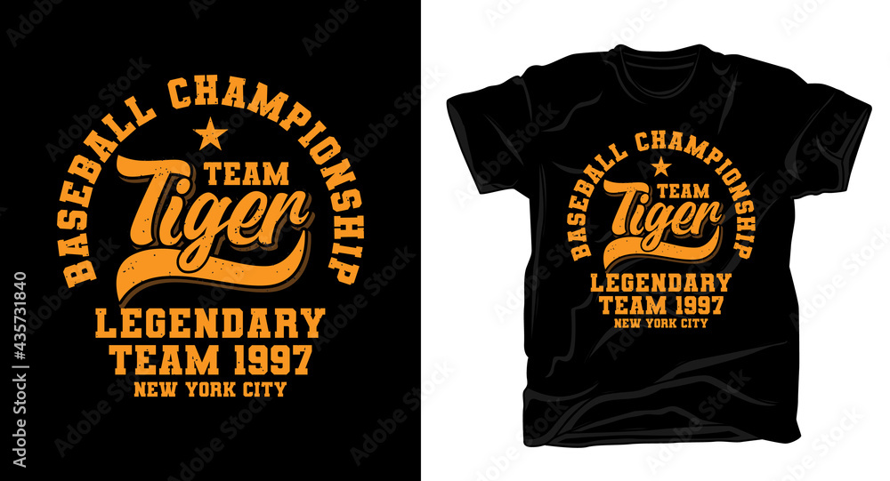 Baseball championship team tiger typography t-shirt design