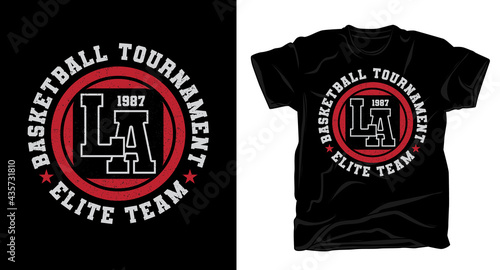 Los angeles basketball tournament elite team typography t-shirt design
