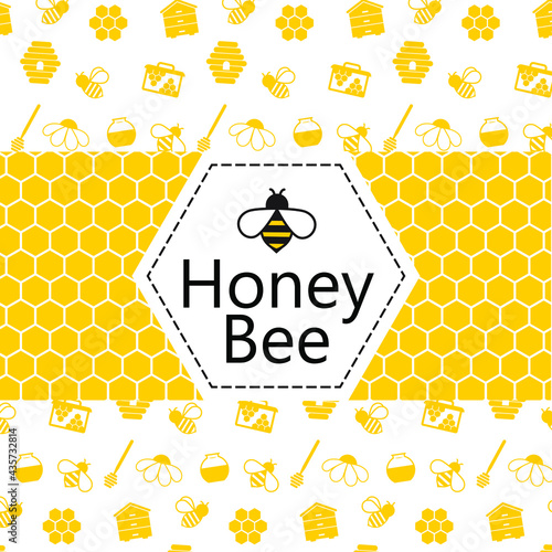 vector bee honey label
