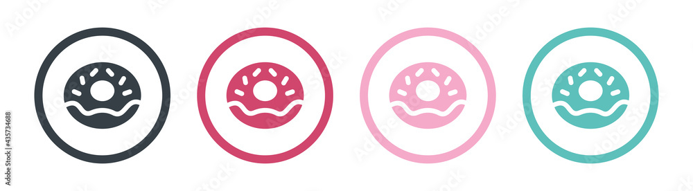 Colorful glazed donut icon set on white background. Colorful glazed donut icon set on white background.