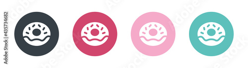 Donut with sprinkles icon set. Isolated on white