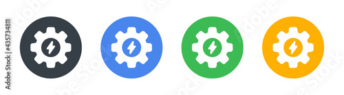 Productivity icon on white background. Cog with power symbol of improvement.