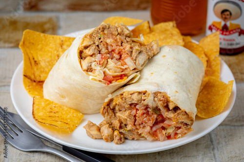 chicken burrito with nachos 