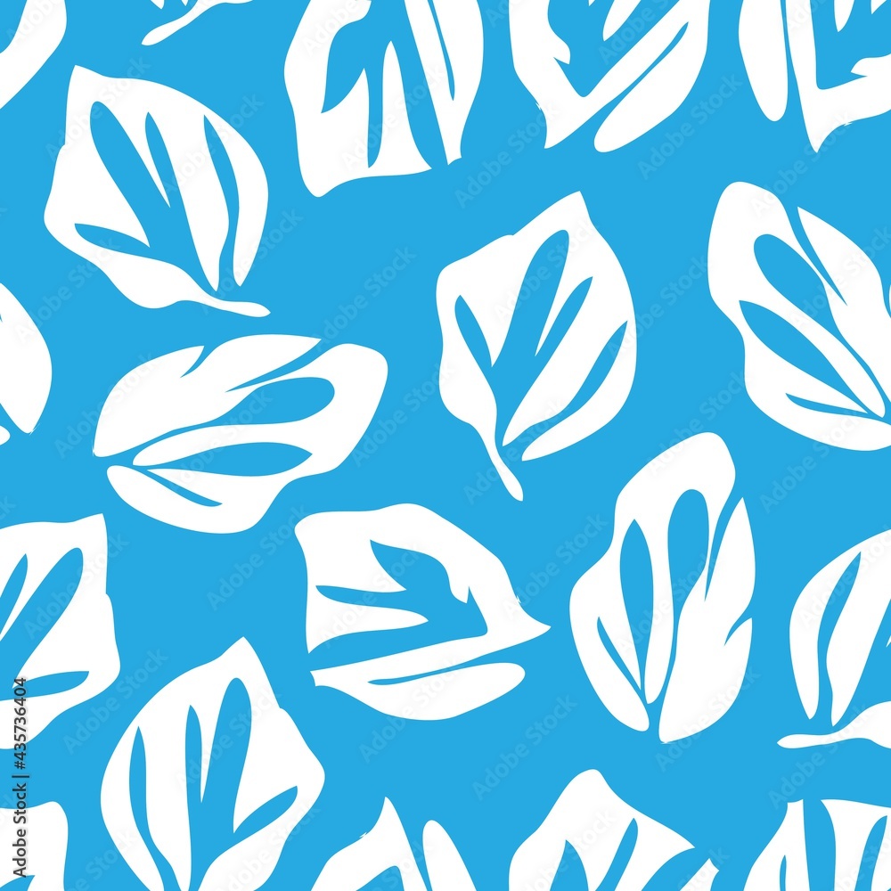 Blue Tropical Botanical Floral Seamless Pattern Background Blue Tropical Botanical Floral Seamless Pattern Background