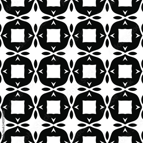 Geometric vector pattern with Black and white colors. Seamless abstract ornament for wallpapers and backgrounds.