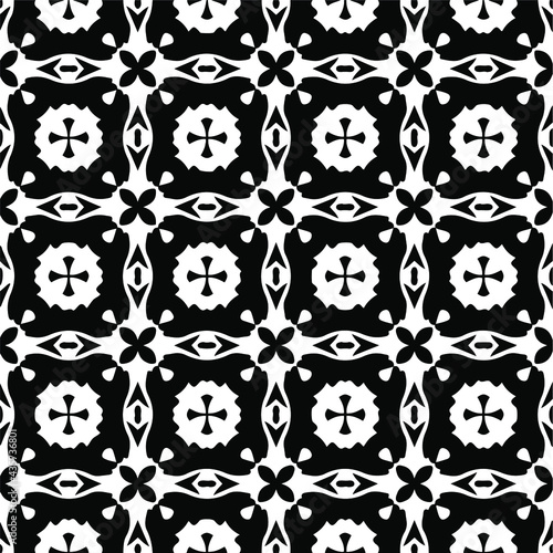 Geometric vector pattern with Black and white colors. Seamless abstract ornament for wallpapers and backgrounds.