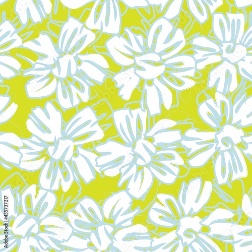 Yellow Botanical Floral Seamless Pattern Background