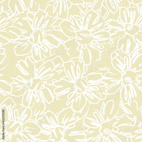 Yellow Botanical Floral Seamless Pattern Background