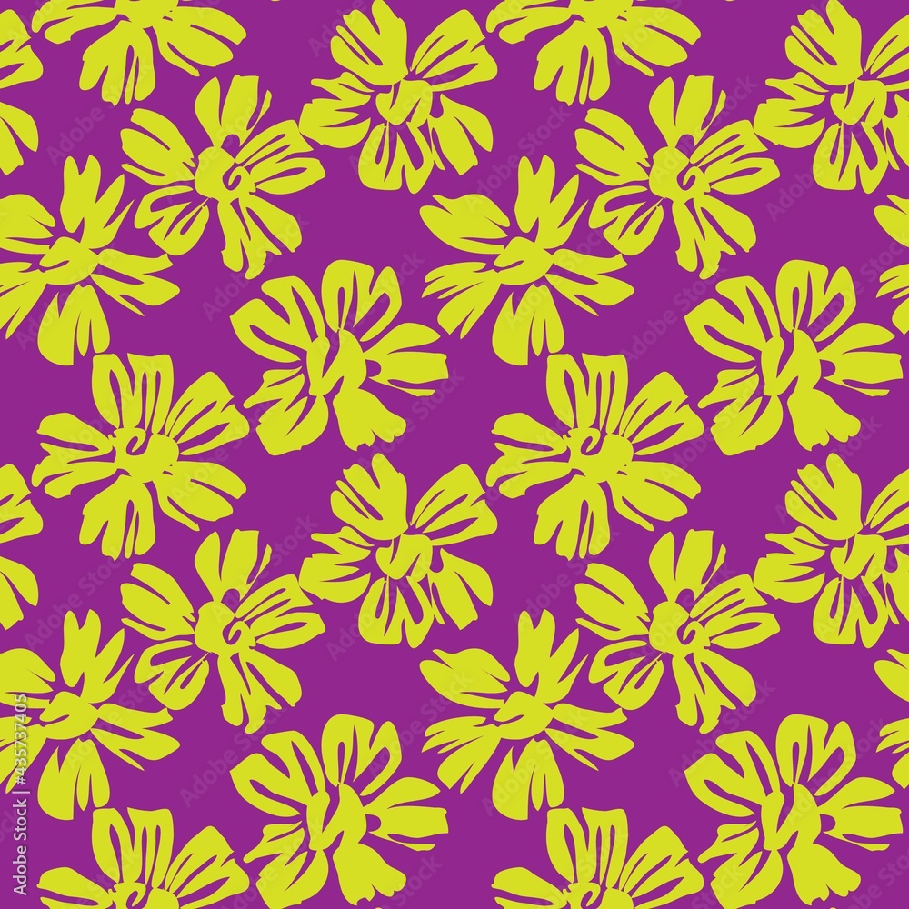 Purple Botanical Floral Seamless Pattern Background