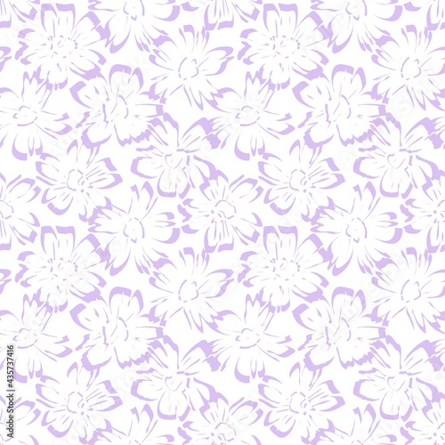 Purple Botanical Floral Seamless Pattern Background