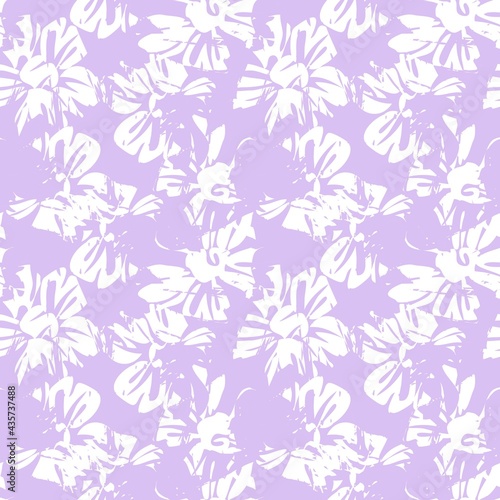 Purple Botanical Floral Seamless Pattern Background