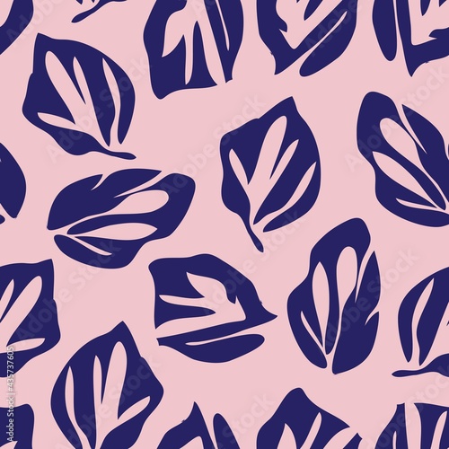 Pink Navy Botanical Floral Seamless Pattern Background