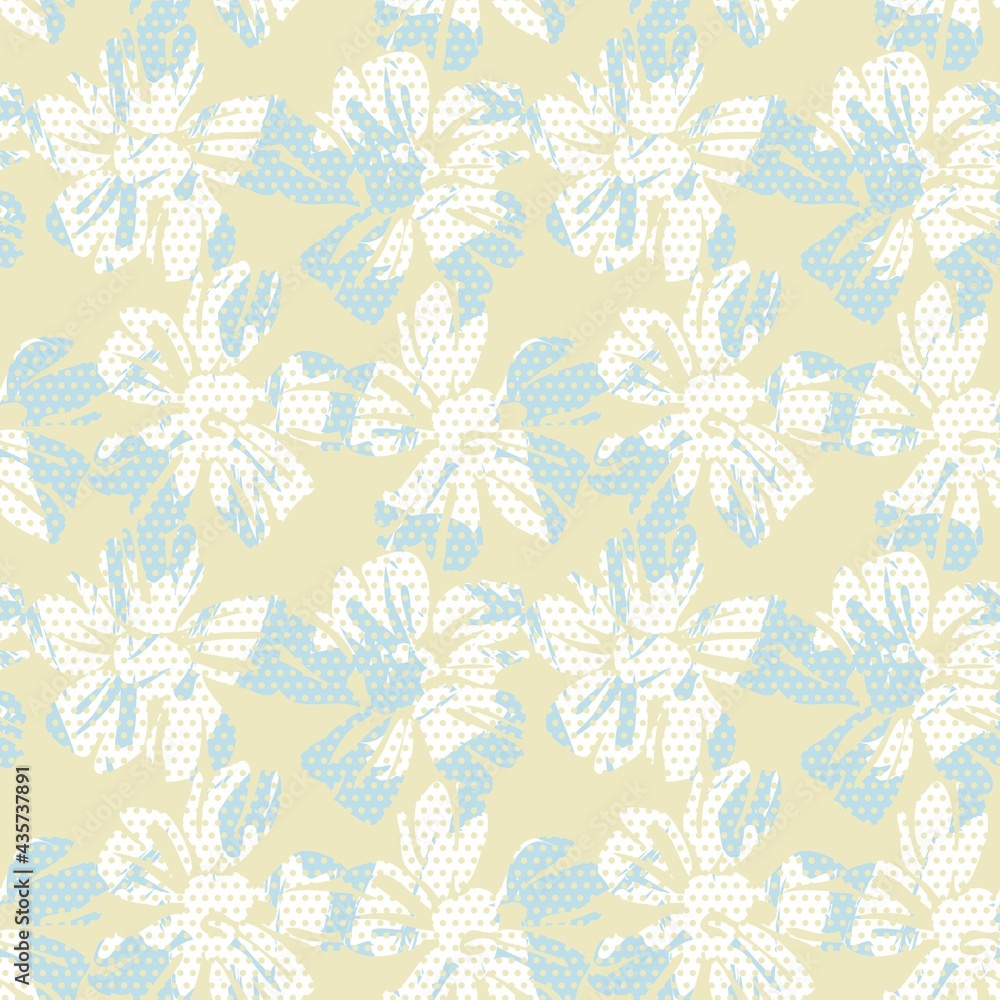 Pastel Botanical Tropical Floral Seamless Pattern with dotted Background Pastel Botanical Tropical Floral Seamless Pattern with dotted Background