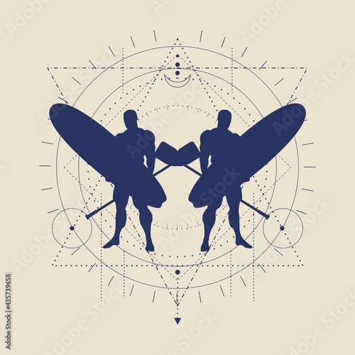 Stand up paddle boarding sport club emblem