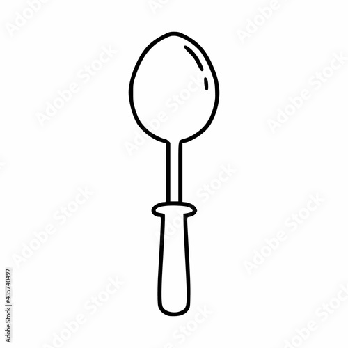 Soup spoon doodle style . Spatula for cooking. Kitchen accessories.